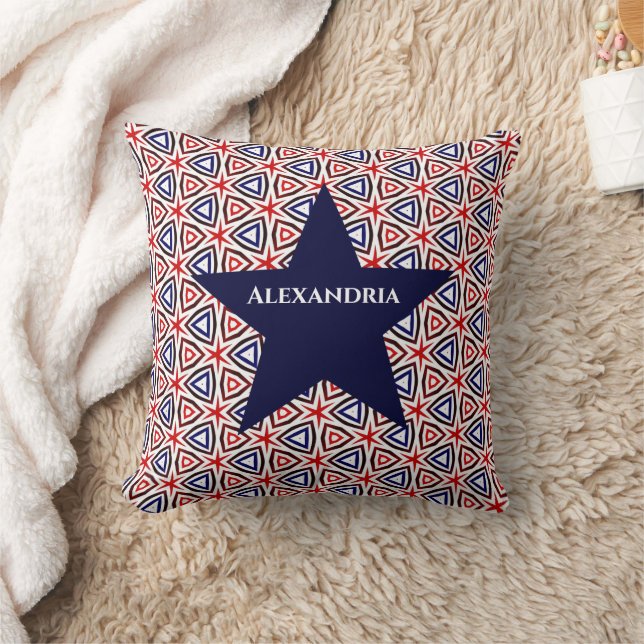 Red White Blue American Patriotic Pattern Costom Throw Pillow (Blanket)
