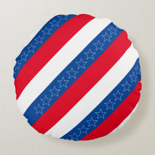 Red, white, & blue American patriotic Round Pillow