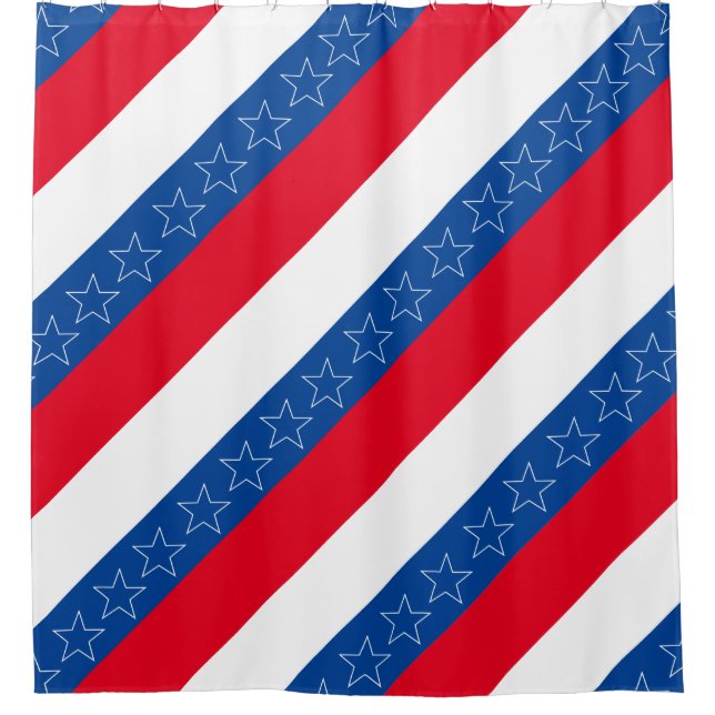 Red, white, & blue American patriotic Shower Curtain (Front)