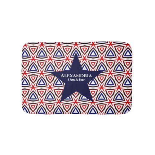 Red White Blue American Patriotic Star Modern Bath Mat