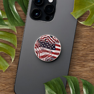 Red White Blue American Stripes Stars Flag Pattern PopSocket