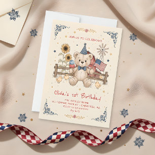 Red White Blue Americana Birthday Invitation