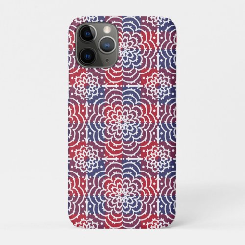 Red White Blue Americana Floral Mandala iPhone 11 Pro Case