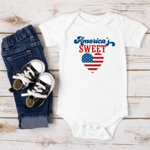 Red White Blue Americas Sweetheart Baby Bodysuit