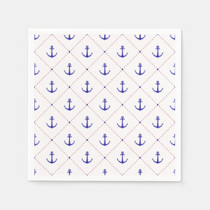 Red White Blue Anchors Away Boating Napkins