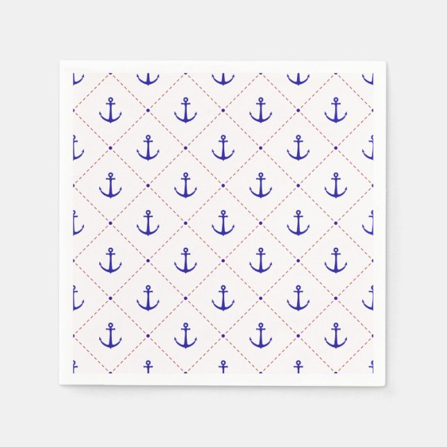  Red White Blue Anchors Away Boating Napkins (Front)