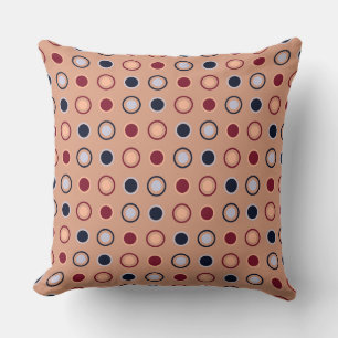 Red, white, blue and Beige Dots Throw Pillow
