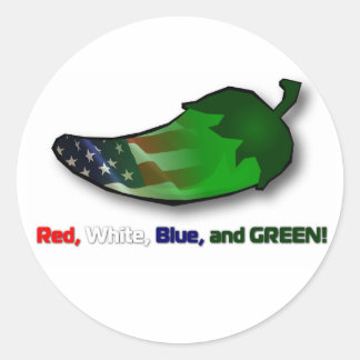 Red, White, Blue and Green Classic Round Sticker