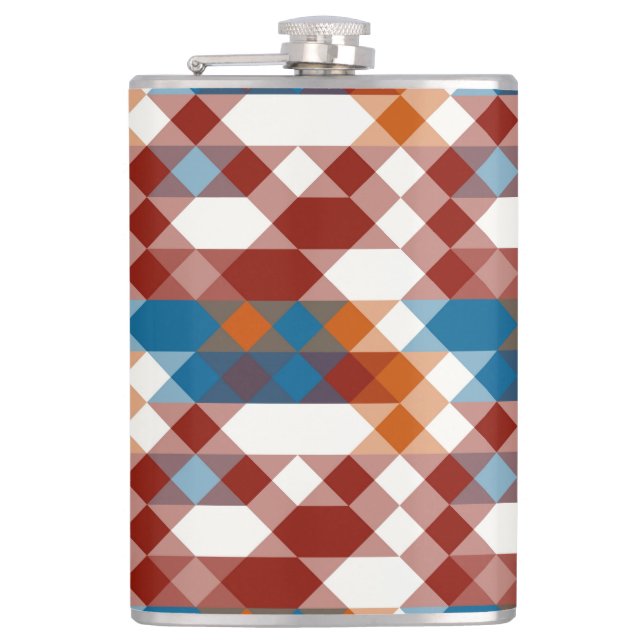 red white blue and orange geometric flask (Front)