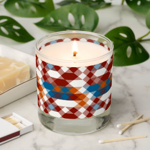 red white blue and orange geometric scented candle