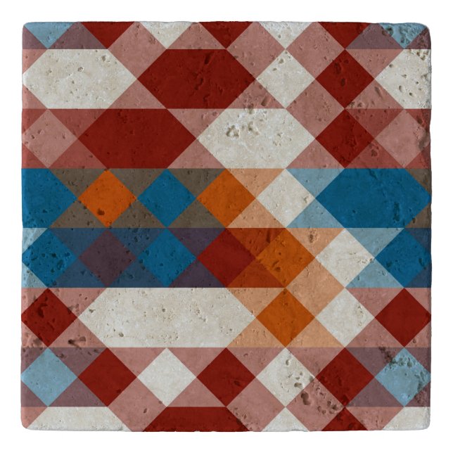red white blue and orange geometric trivet (Front)