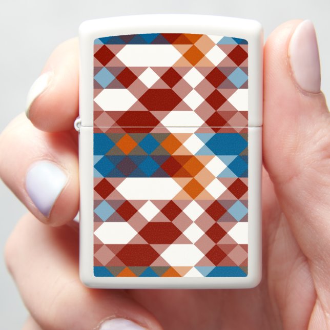 red white blue and orange geometric zippo lighter (In Hand)