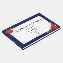Red, White, &amp; Blue Anemones Nautical Wedding Guest Book