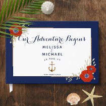 Red, White &amp; Blue Anemones ⚓ Nautical Wedding Guest Book