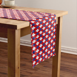 Red,white,blue Argyle 1-COTTON TABLE RUNNER 14x72