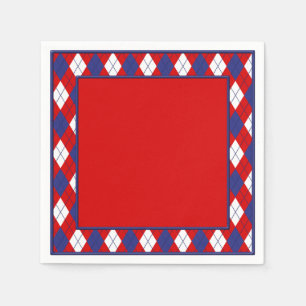 Red, White, Blue Argyle 1-PAPER PARTY NAPKINS R
