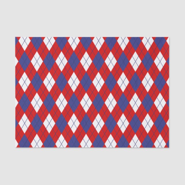 Red White Blue Argyle 1-TISSUE WRAPPING PAPER (Front)