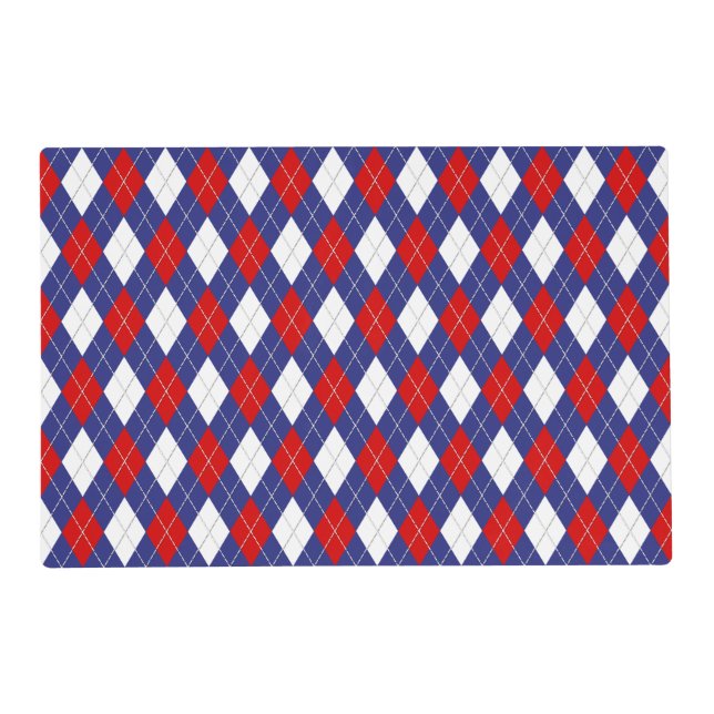 Red,White,Blue Argyle 2-PAPER PARTY PLACEMAT (Front)