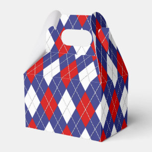 Red,White,Blue Argyle 2-PARTY FAVOR BOX, gable Boxes