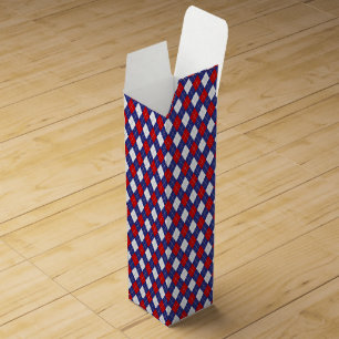 Red,White,Blue Argyle 2-WINE GIFT BOX