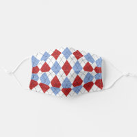 Red, White & Blue Argyle Cloth Face Mask