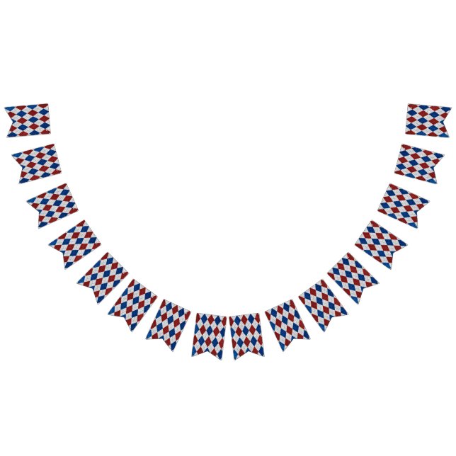 Red, White, Blue Argyle July 4 Glitter Bunting Flags (All)