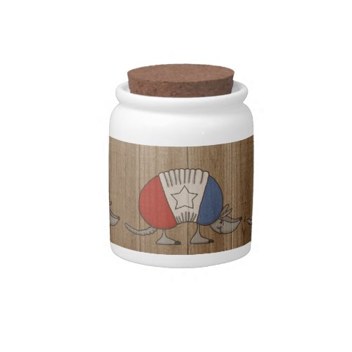 Red White  Blue Armadillo Candy Jar