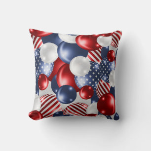 RED WHITE BLUE BALLOONS PATRIOTIC PILLOW