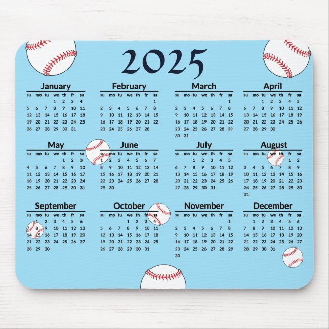 Red White Blue Baseball 2025 Sports Calendar