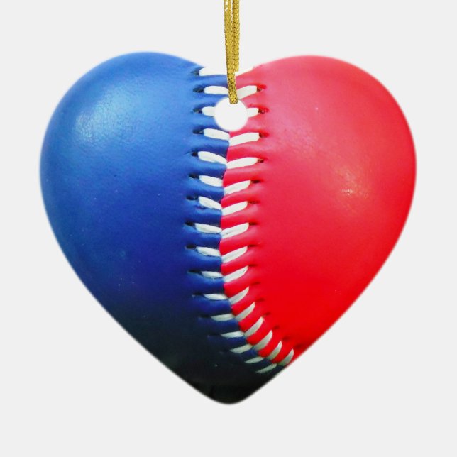 Red White & Blue Baseball Ceramic Ornament (Front)