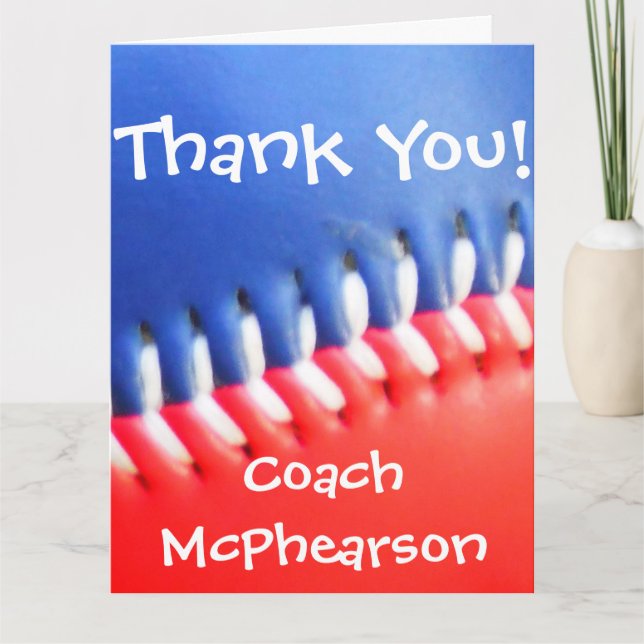 Red White & Blue Baseball custom thank you Card (Front)