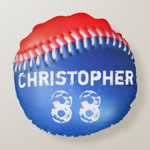 Red White Blue Baseball Pillow name number