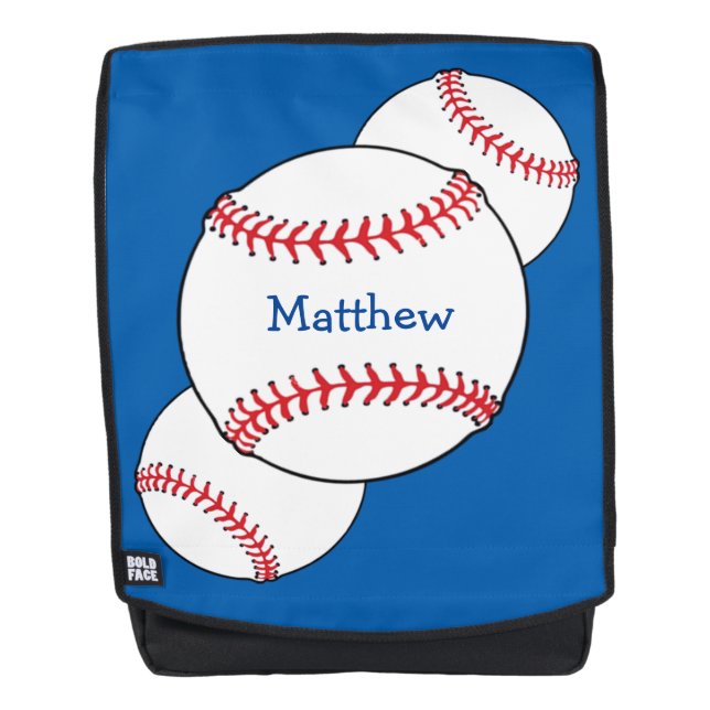 Red White Blue Baseball Sports Boldface Backpack (Front)