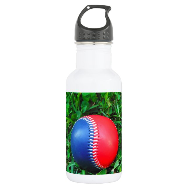 Red White & Blue Baseball Stainless Steel Water Bottle (Front)