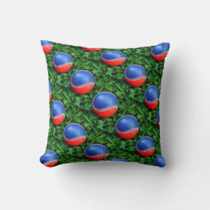 Red white & blue Baseball Throw Pillow