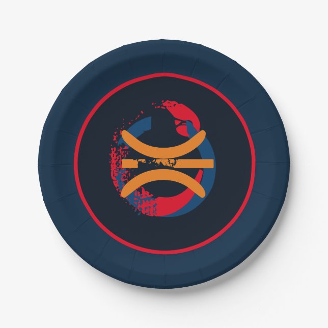 Red/White/Blue Basketball 7" Accent Paper Plates (Front)