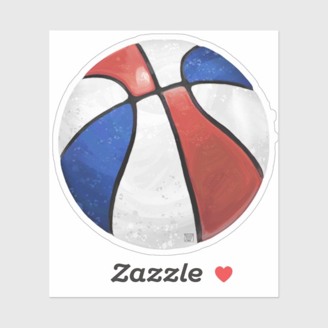Red White Blue Basketball Art Sticker (Sheet)