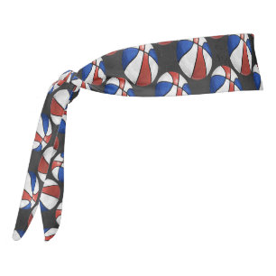 Red White Blue Basketball Art Tie Headband