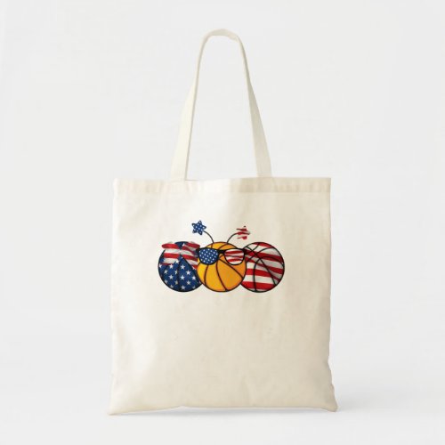 Red White Blue Basketball Lover Patriotic 4th Of J Tote Bag