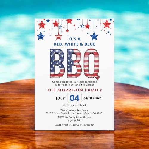 Red, White, Blue BBQ 4th of July Independence Invitation Red, White, Blue BBQ 4th of July Independence Invitation