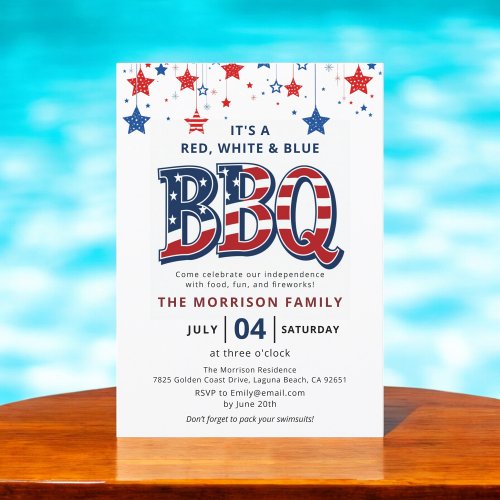 Red, White, Blue BBQ 4th of July Independence Invitation Red, White, Blue BBQ 4th of July Independence Invitation