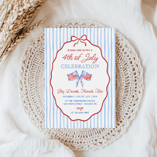 Red, White, Blue BBQ 4th of July Party Invitation