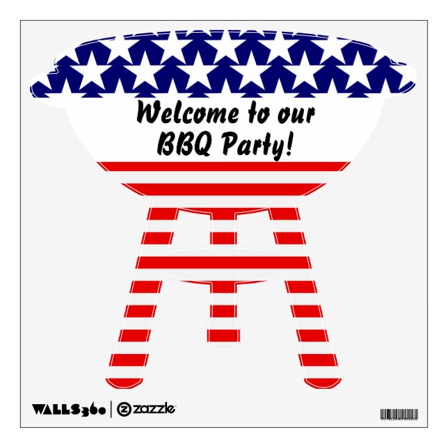 Red White & Blue - BBQ Grill Wall Decal (Front)