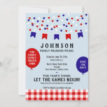 Red White Blue BBQ Reunion Birthday Party Invite