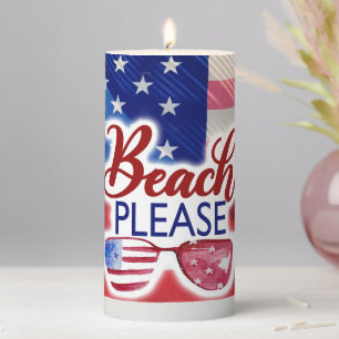 Red White Blue Beach, Patriotic Candles Decoration