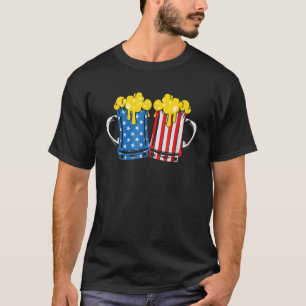 Red White Blue Beer Glasses American Flag Happy 4t T-Shirt