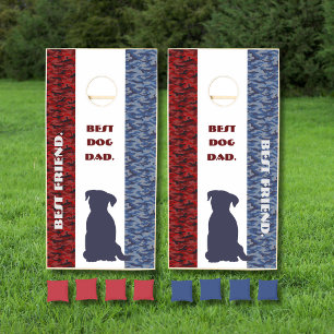 Red White Blue Best Dog Dad Friend Father's Day Cornhole Set