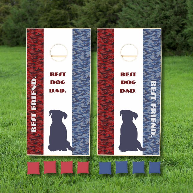 Red White Blue Best Dog Dad Friend Father's Day Cornhole Set (Best Dog Dad. Best Friend. Have a great Fathers Day Dog Dads! Relax, have fun and play some cornhole)