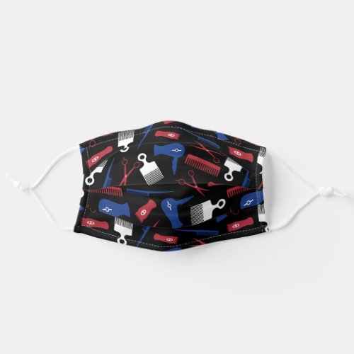 Red White Blue Black Hair Tool Silhouette Pattern Adult Cloth Face Mask