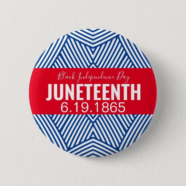 Red White Blue Black Independence Day JUNETEENTH Button (Front)